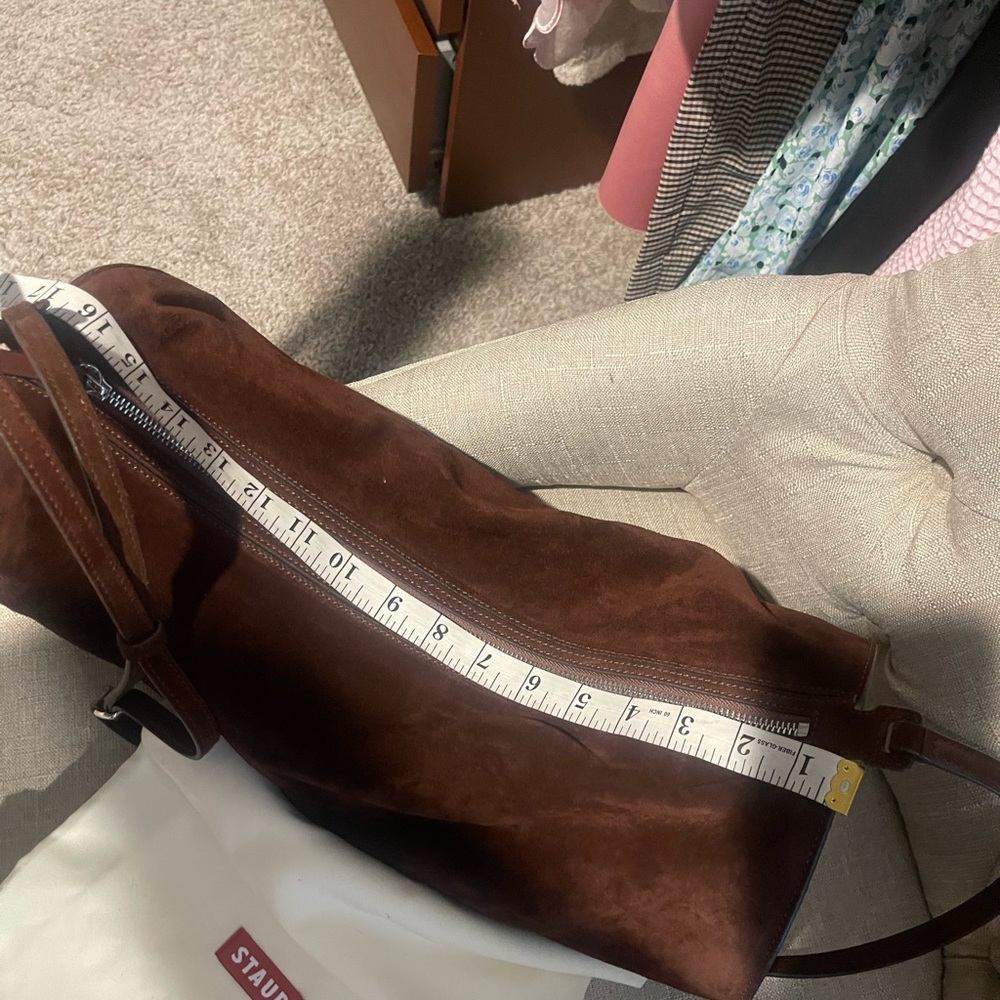 STAUD Taru suede brown large cylinder shoulder crossbody bag - Picture 8 of 9